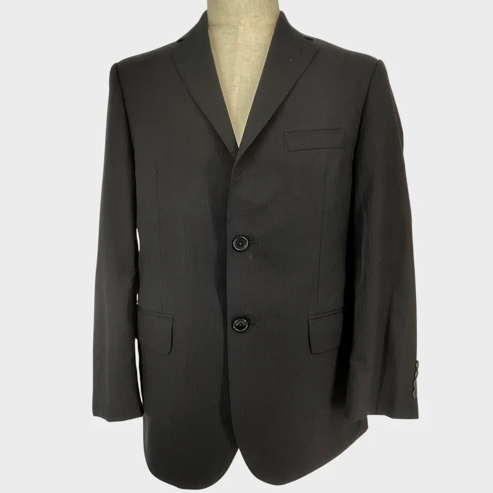 Jos. A. Bank Chelsea Mens Suit Jacket Blazer‎ 40S Black Wool Blend Pinstripe 40S